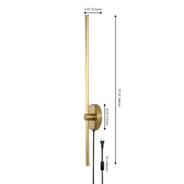 Anton 27.25" Modern Minimalist Iron Adjustable Bar Integrated LED Plug-In Sconce - JONATHAN Y